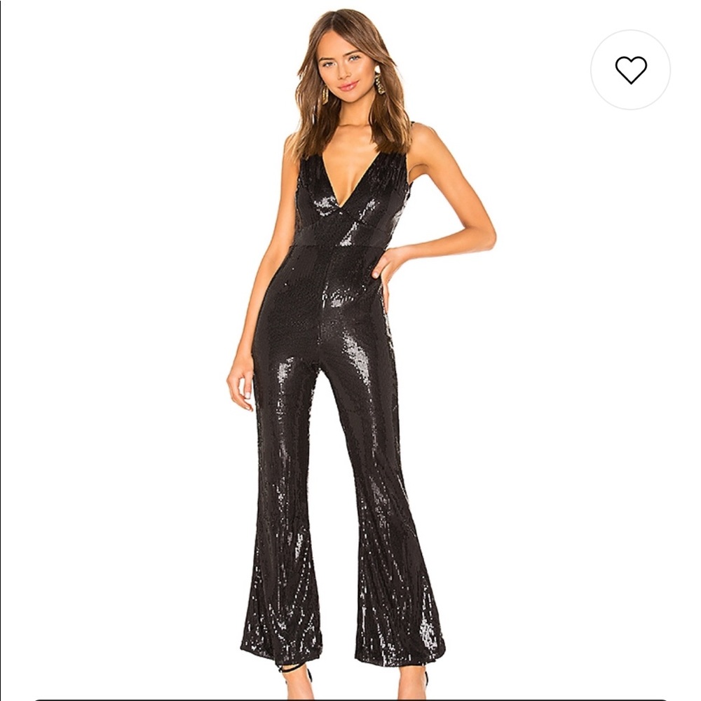 Revolve Susan Sequin Jumpsuit in Black!